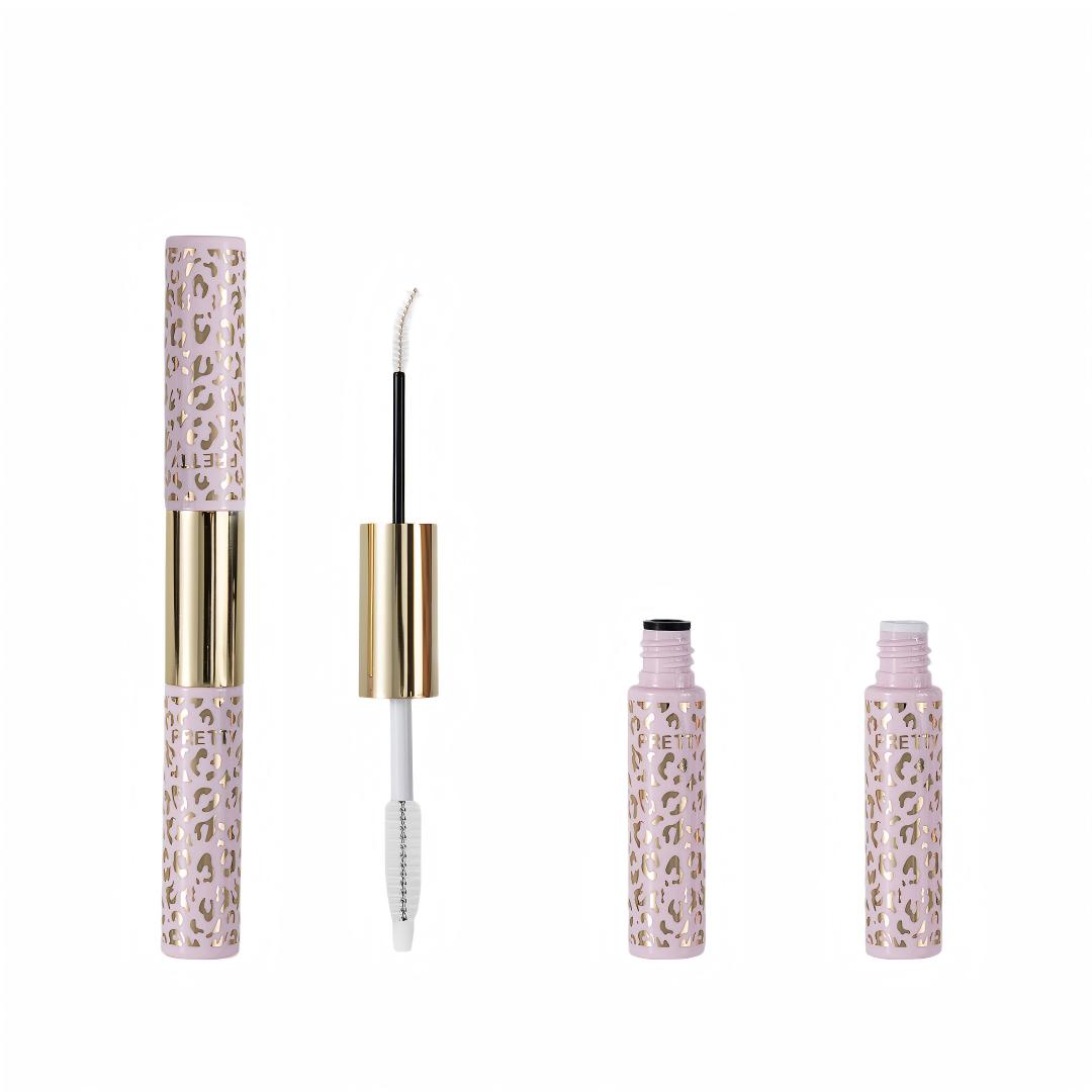 Dual‑End Leopard Print Mascara Tube | Pink‑Gold Cosmetic Packaging