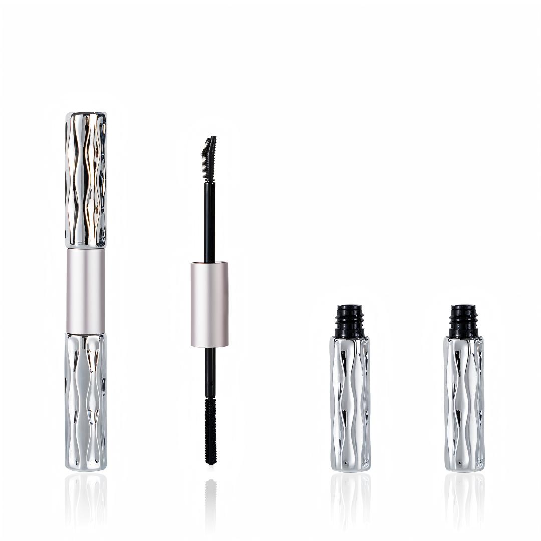 Silver Wavy Embossed Dual‑End Mascara Tube