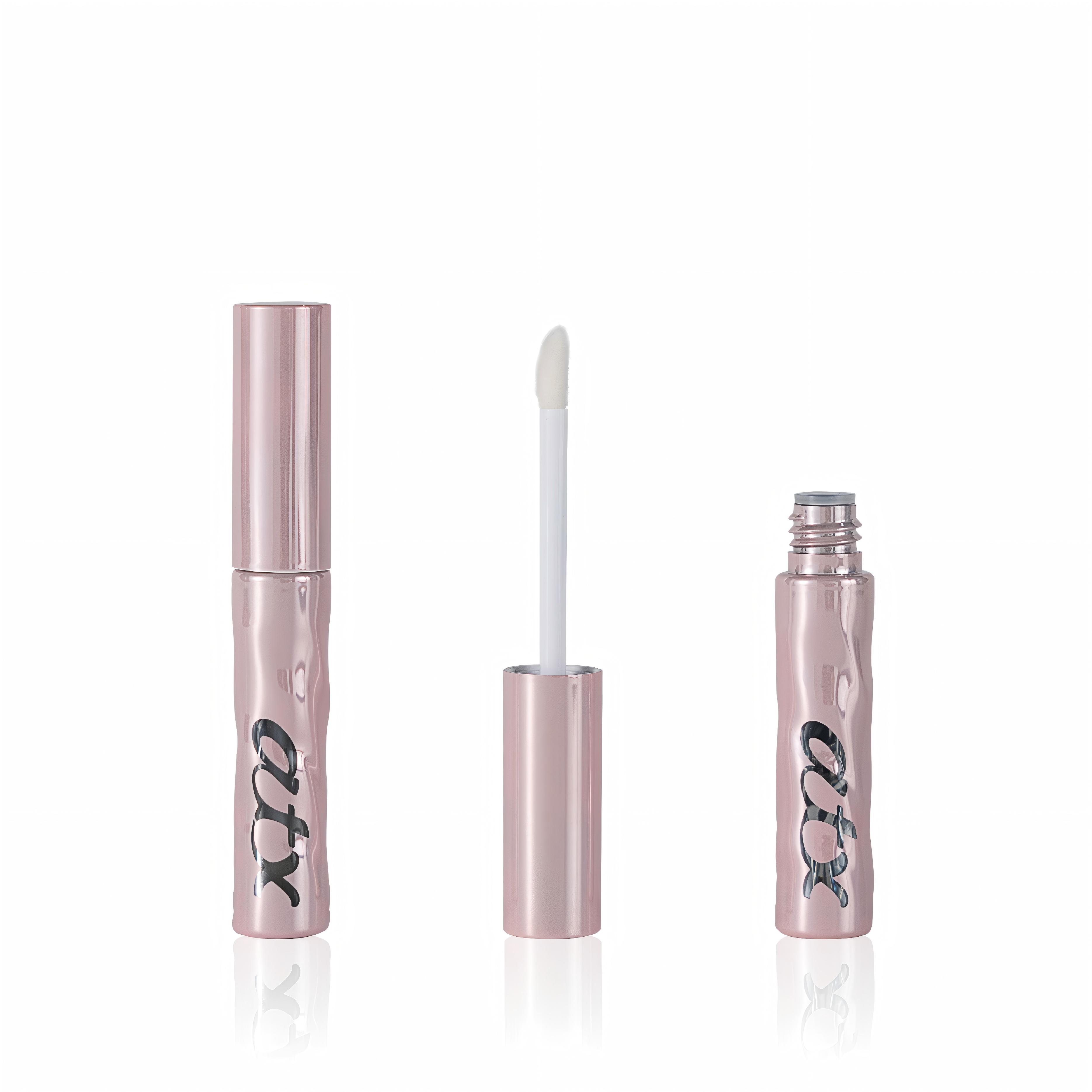 Rose‑Gold Wavy Embossed Lip Gloss Tube With See‑Through Visible Window